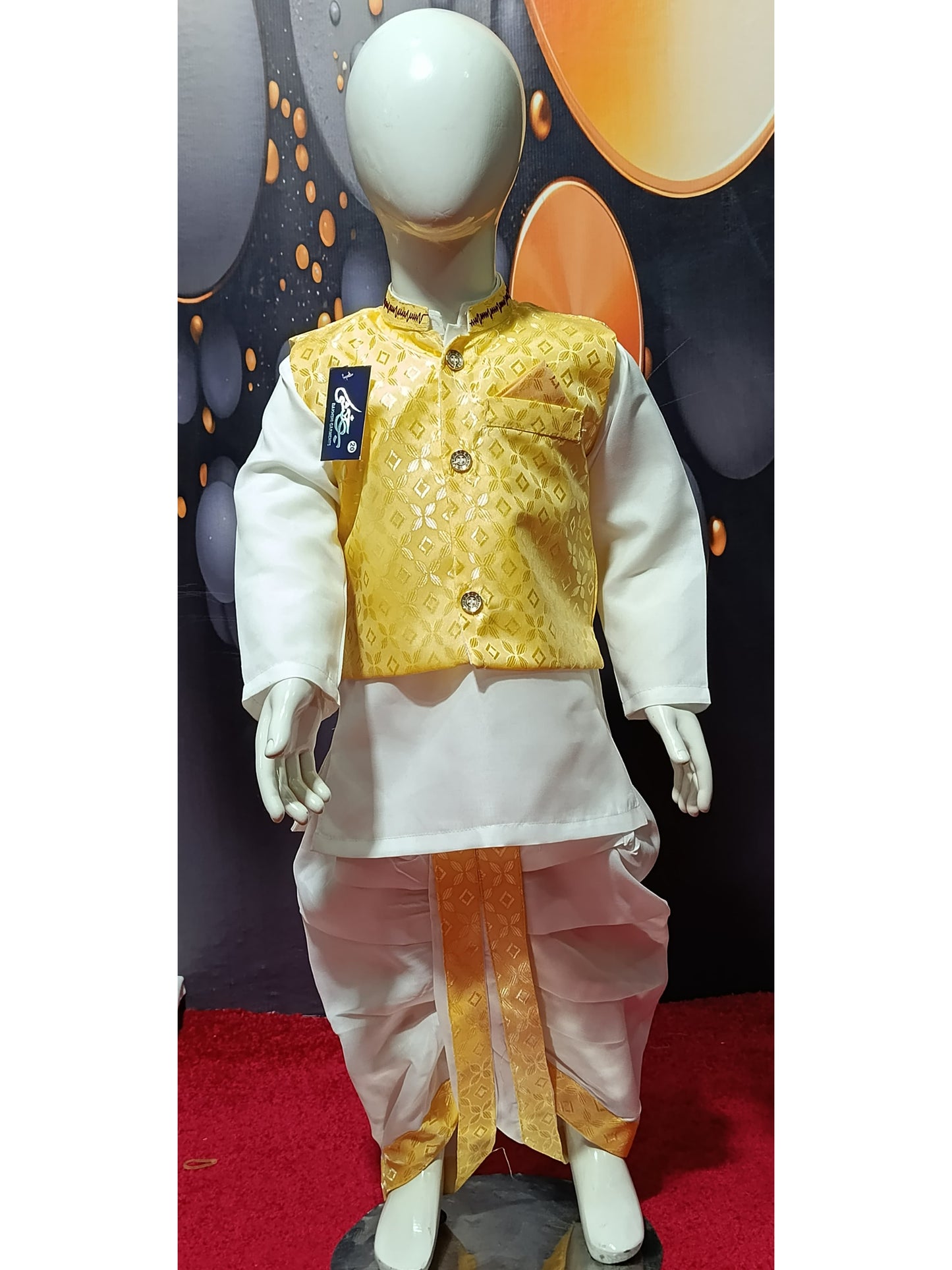 Cotton Kids & Teens Dhoti Kurta with Golden/White/Silver Gold Waistcoat | Traditional Pakistani Ethnic Wear