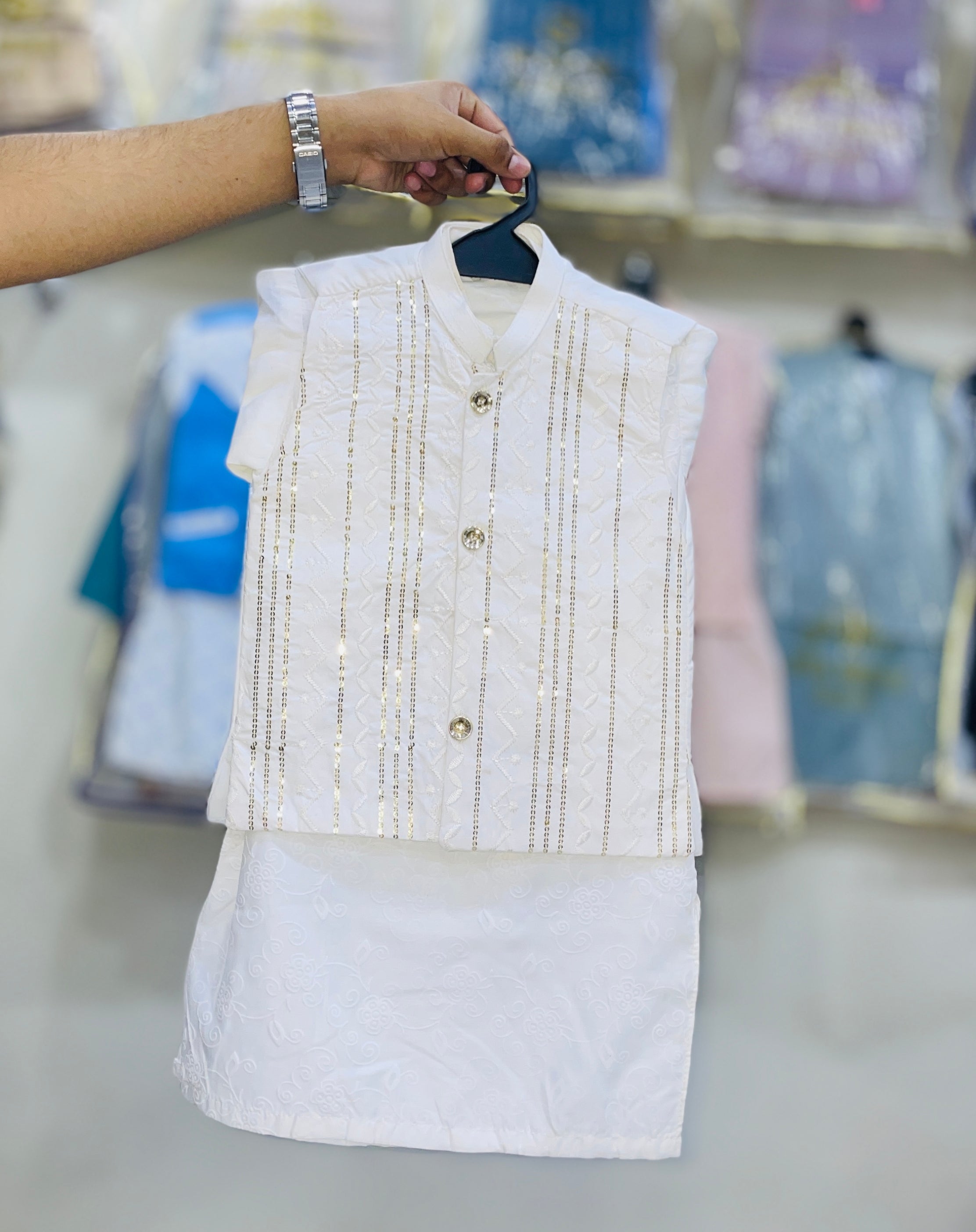 Regal Grace Waistcoat Kurta Suit for Boys – Formal Festive Wear (0–5 Years)