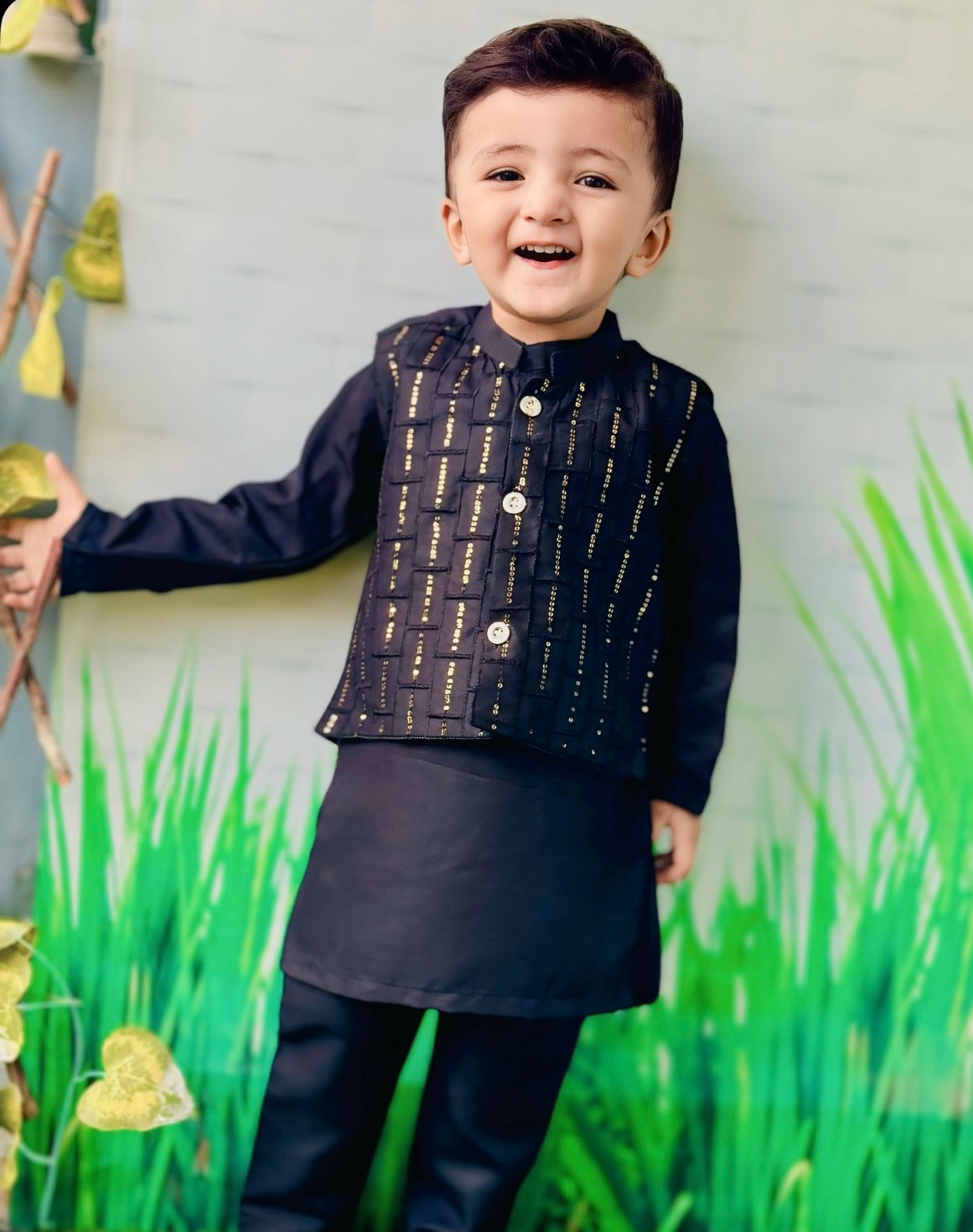 Regal Grace Waistcoat Kurta Suit for Boys – Formal Festive Wear (0–5 Years)