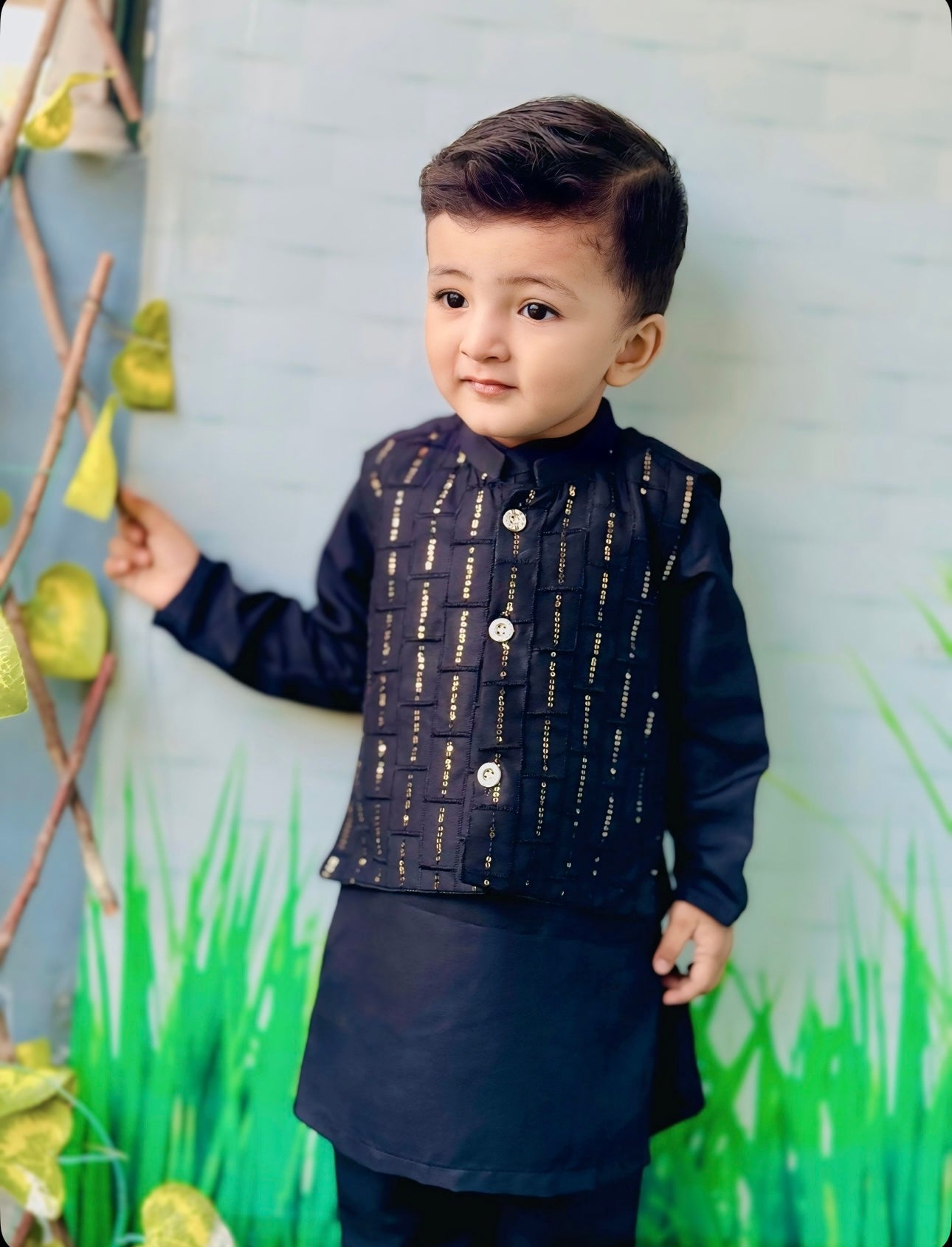 Regal Grace Waistcoat Kurta Suit for Boys – Formal Festive Wear (0–5 Years)