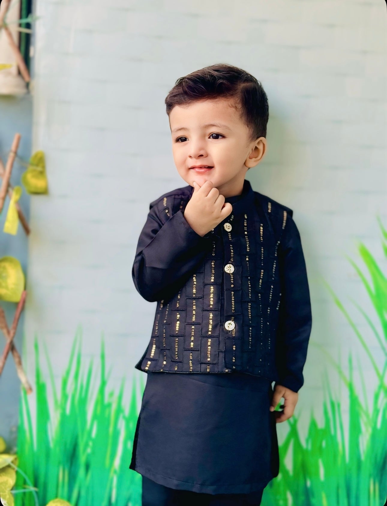Regal Grace Waistcoat Kurta Suit for Boys – Formal Festive Wear (0–5 Years)